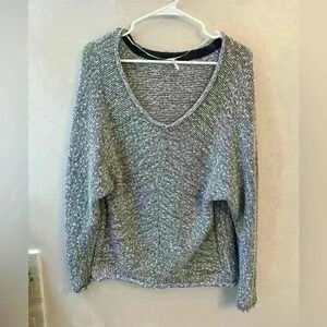 Woman's free people oversized size small black grey white heathered sweater